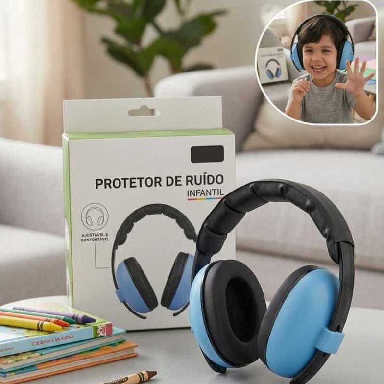 Fone Abafador Protetor Ouvido Ruído Infantil Ajustável Autis