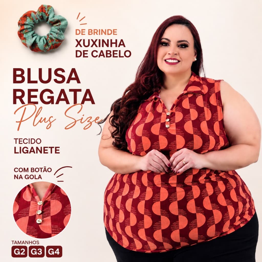 Blusa Feminina Regatinha Plus Size Malha Liganete Fresquinha Confortavel