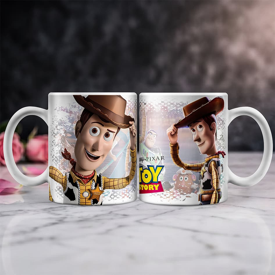Caneca Toy Story Woody & Buzz – Presente Infantil Geek Pixar