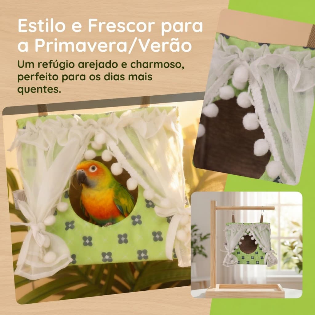 Tenda Parrot Edição Primavera/Verão Fresca e confortável Resistente a arranhões e mordidas Acesso bidirecional