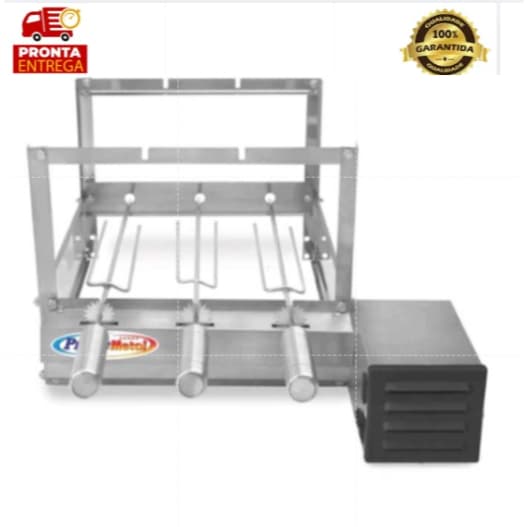 Grill Inox Churrasqueira 3 Espetos 100% Aço Inox