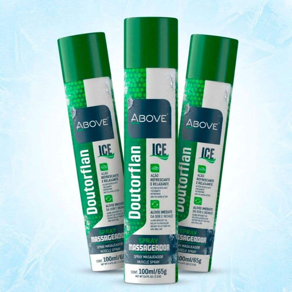 Combo 3 Aerosol Doutorflan Above Ice Spray Massageador Refrescante Relaxante Muscular Contusão 65g