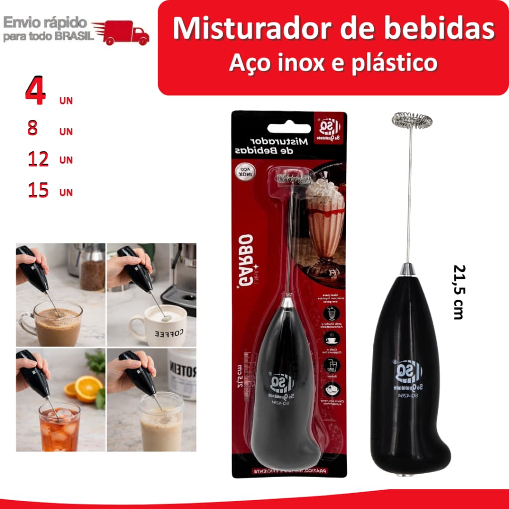 15/12/8/4 Mixer de Bebidas Elétrico misturador suplemento whey Milkshake suco cappucino café