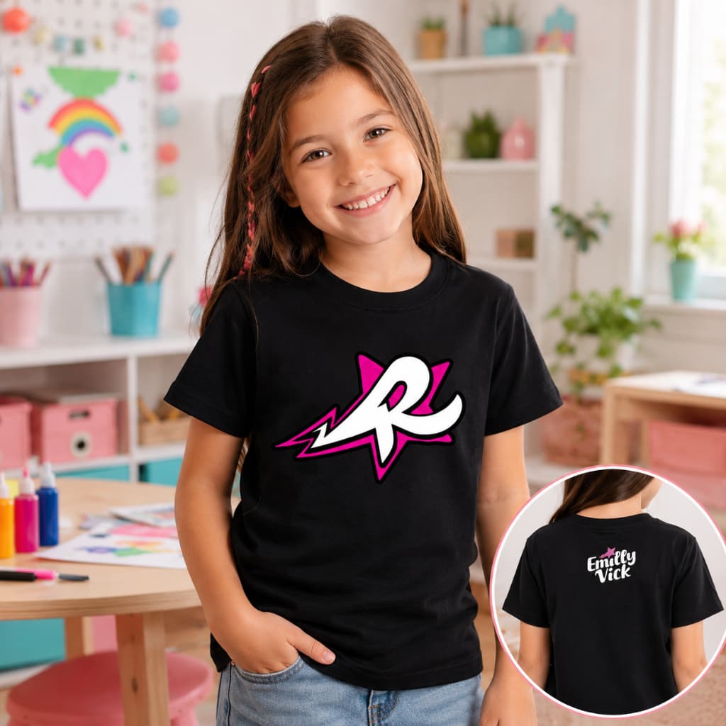 Camiseta Emilly Vick Camisa Grupo dos Rosas Infantil Moda Youtuber 100% Algodão Oferta