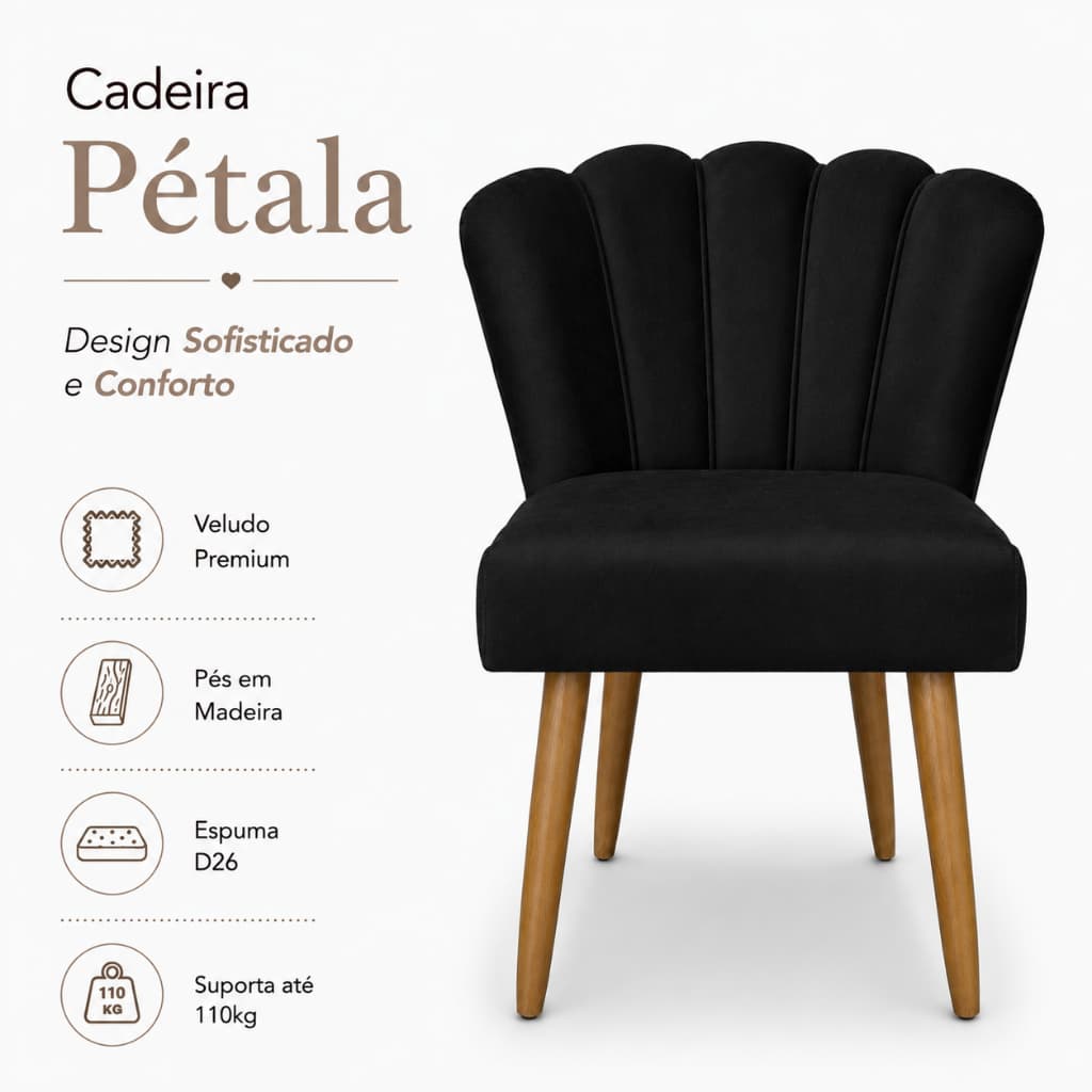 Cadeira Petala Veludo Confortavel Pratica Maravilhosa Sala Quarto Cozinha Salao Penteadeira