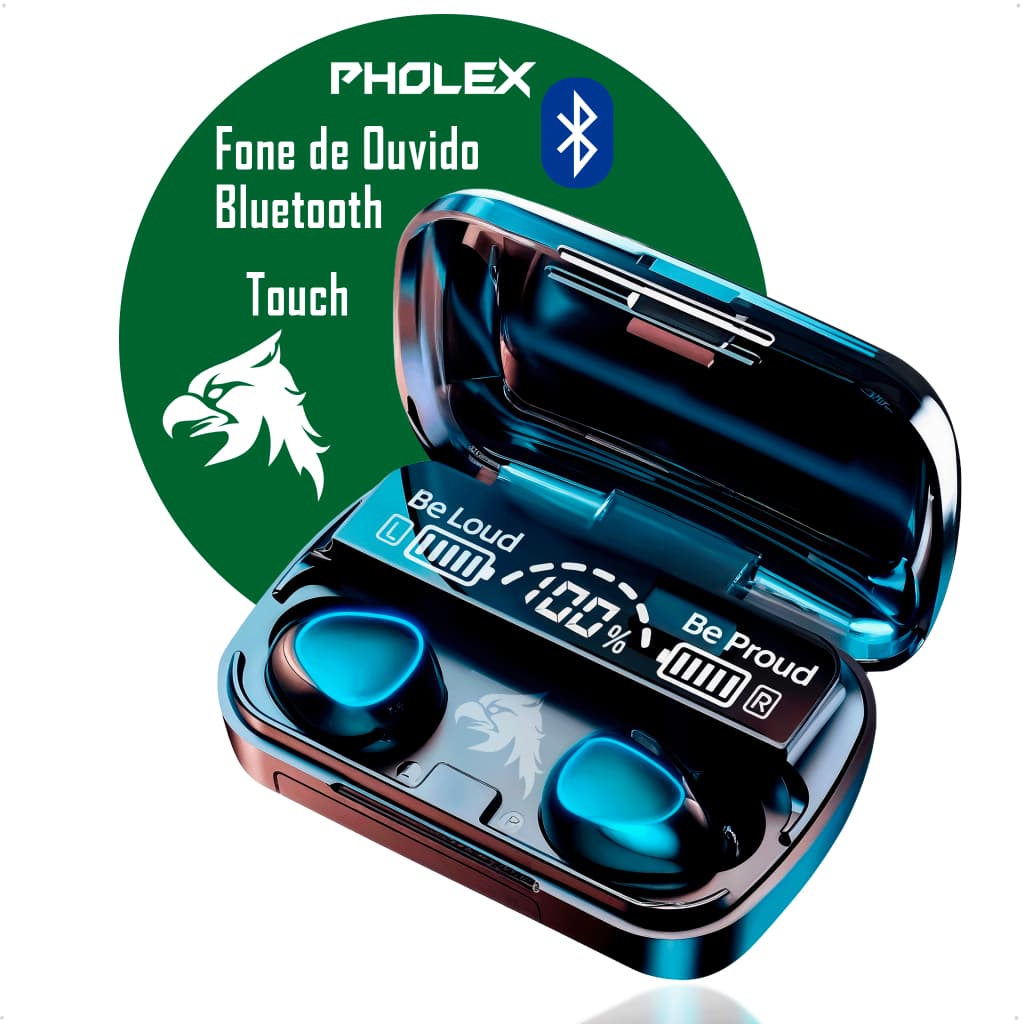 Fone De Ouvido Bluetooth M10 Tws A Prova Dágua Power Bank Cor Preto Pholex