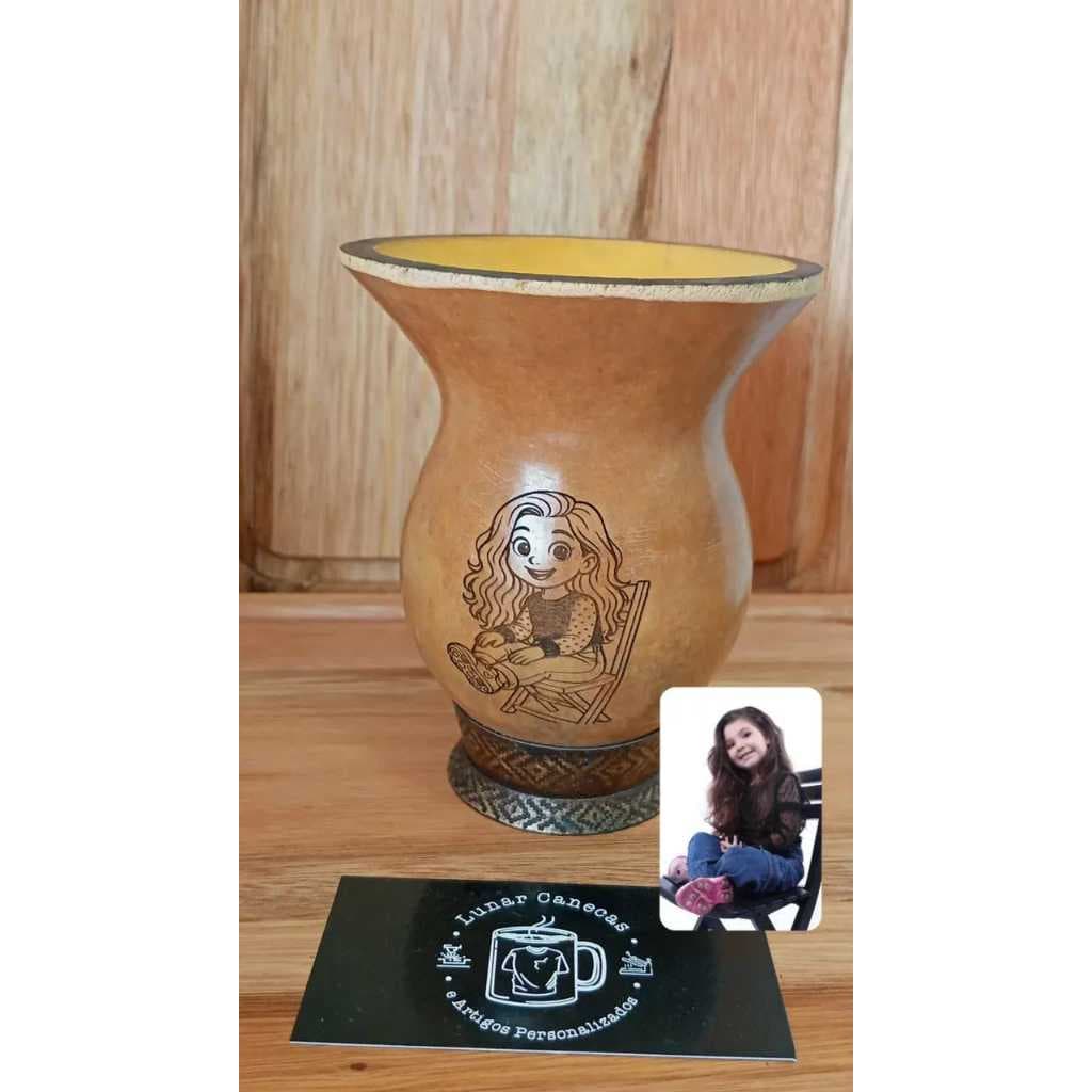Cuia de Porongo Pé de Metal Personalizada - logo, frase ou foto