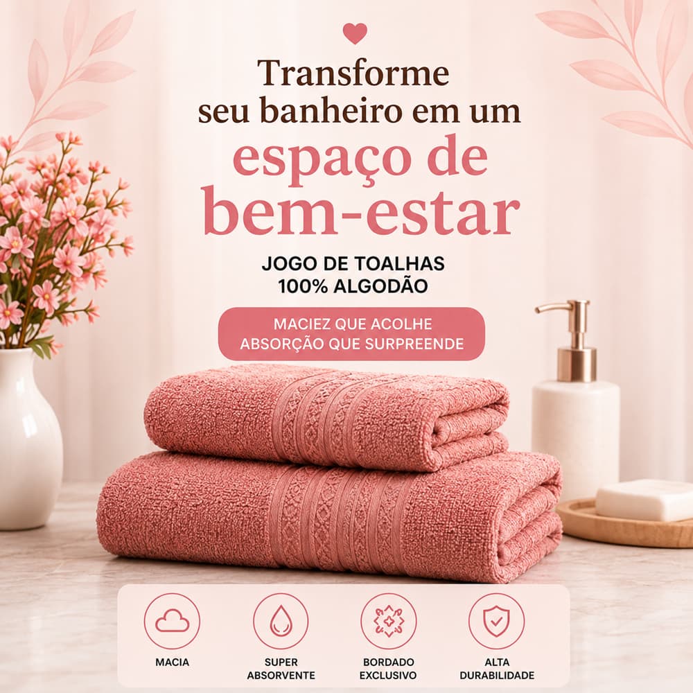 kit 2 Toalha De Rosto Macia Twist Gold 100% Algodão 49cm x 80cm 500g/m² Fio Penteado Linha Premium