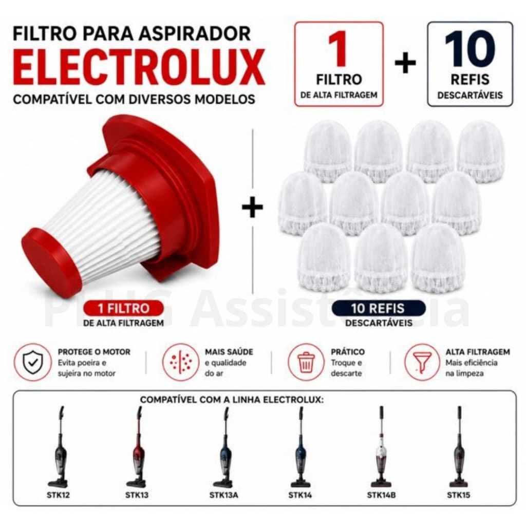 KIT Filtro ELECTROLUX Aspirador de Pó PowerSpeed Stk12 Stk13 Stk14 Stk15 + 10 Refis SIMILAR
