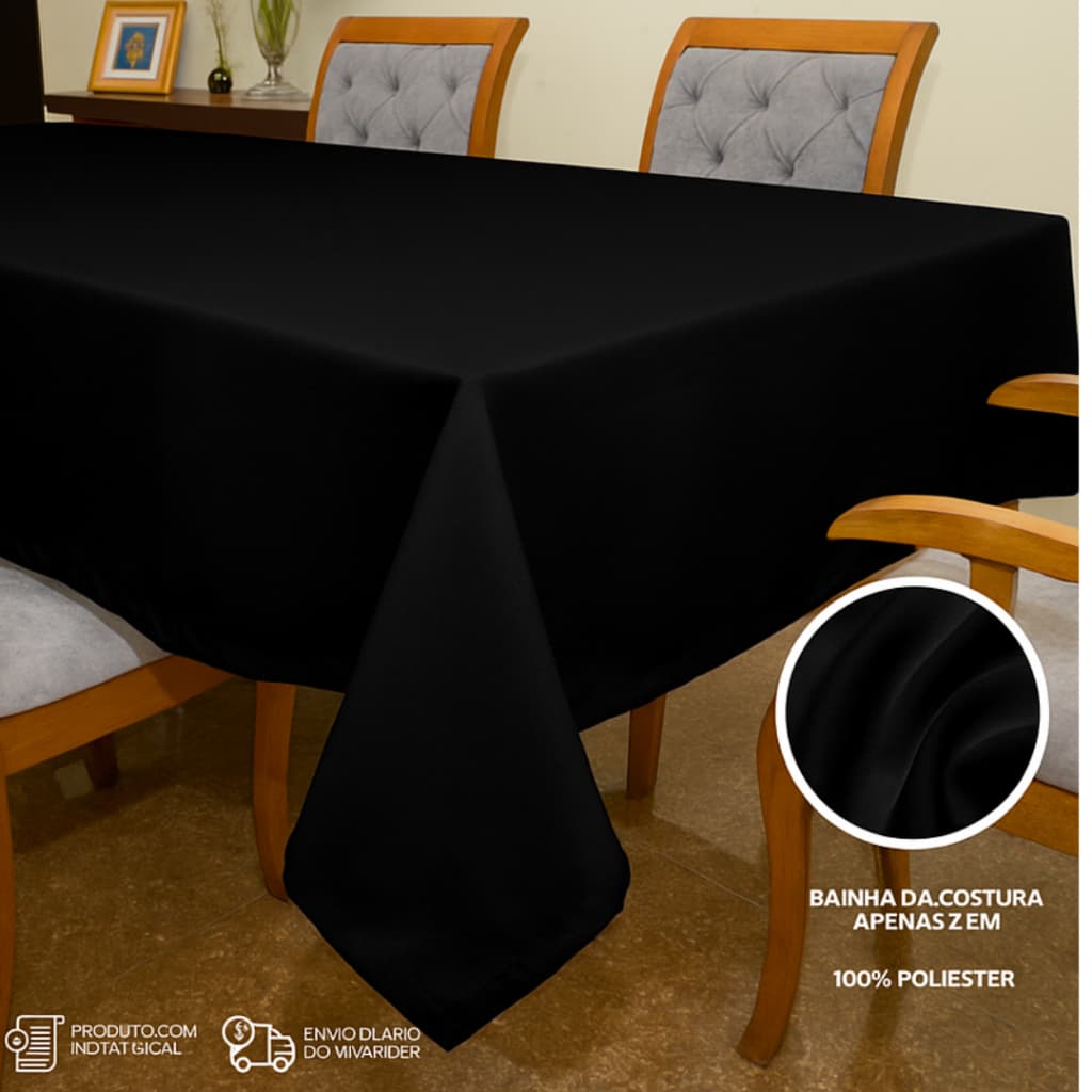 TOALHA DE MESA PRETO RUSTICA MAQUINETADO JACQUARD STYLE 4,6,8,10,12 LUGARES