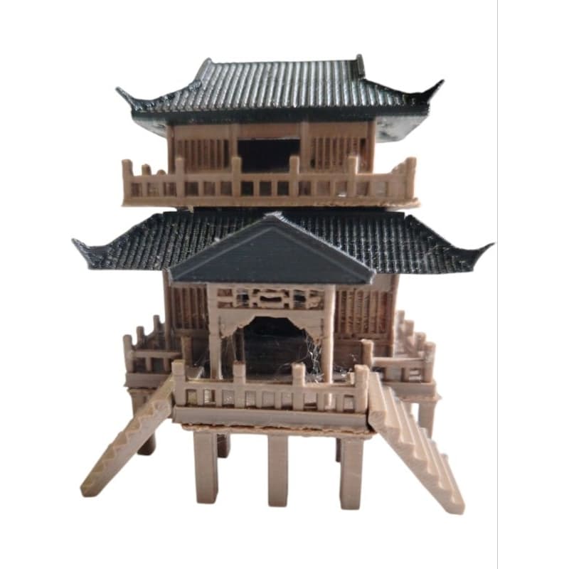 Templo Japonês Pagoda Oriental Miniatura Escultura 3D Cenário RPG Diorama Decoração Japão Colecionável