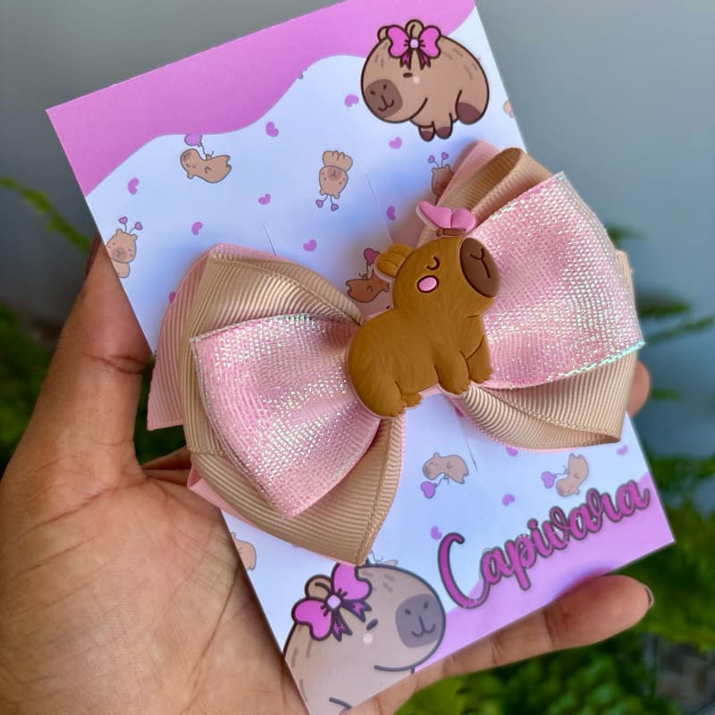 Kit laços capivara /Tiara arco, laço G ou parzinho Capivara Infantil – Bico de Pato , acessórios capivara