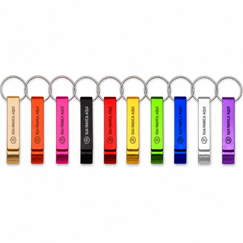 KIT 100 CHAVEIROS PERSONALIZADOS COM LOGOTIPO GRAVAÇÃO A LASER