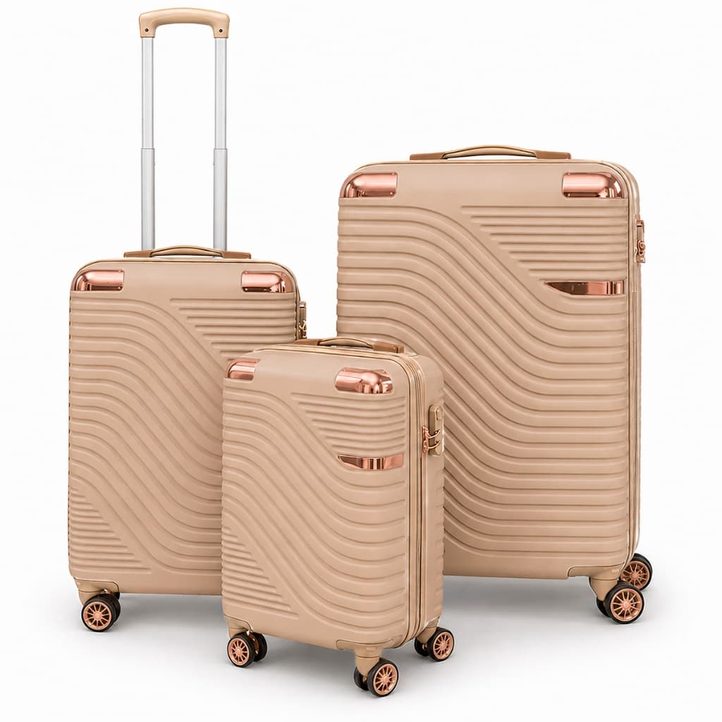 Kit 3 Malas de Viagem Estocasa Grande Média Pequena Bordo Rígido Resistente 360° Cadeado