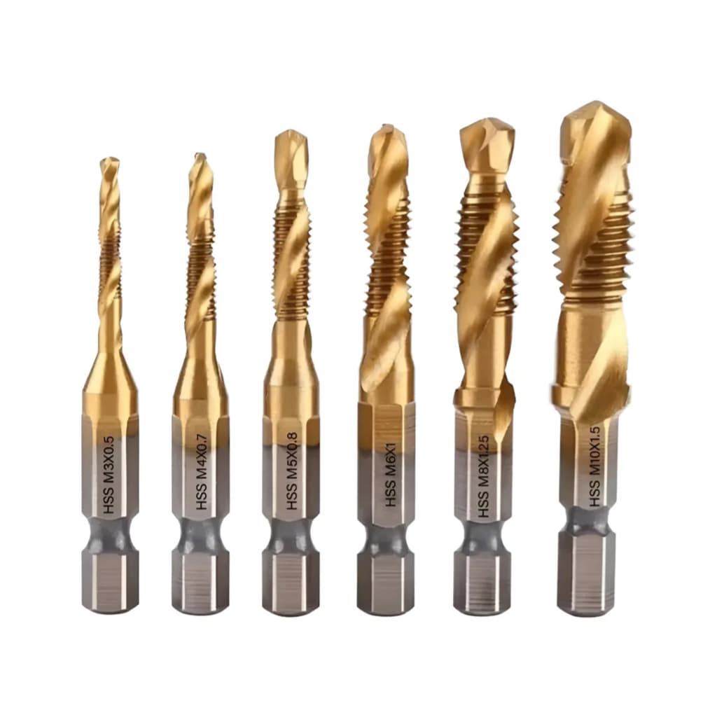 Kit 6 Brocas Macho Fura E Faz Rosca M3 A M10 Aço Titânio Hss