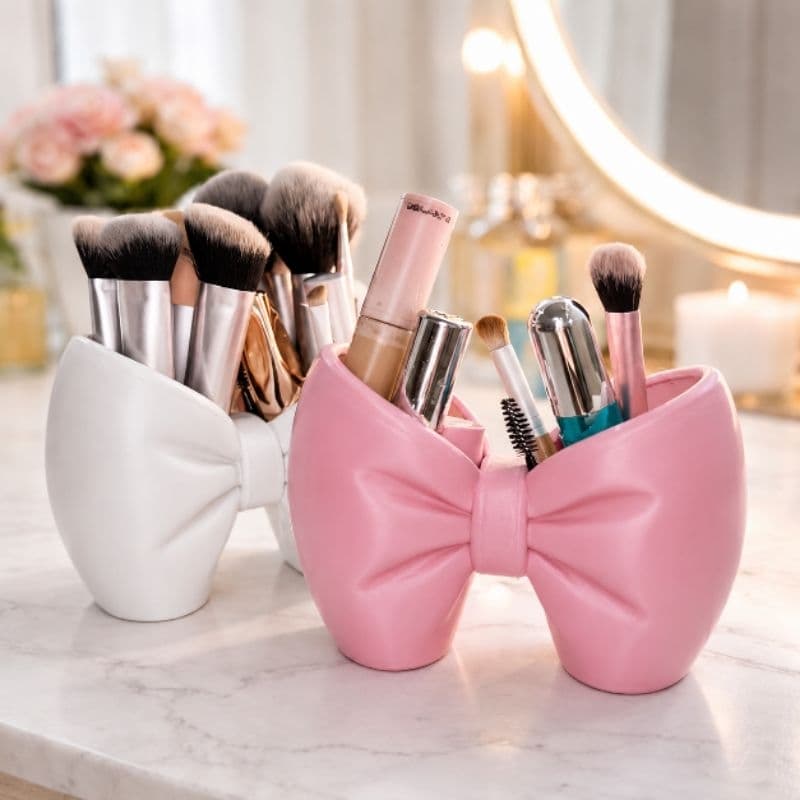 Porta Pincel laço Maquiagem Organizador de Cosméticos para Mesa Penteadeira Banheiro Suporte Multifuncional