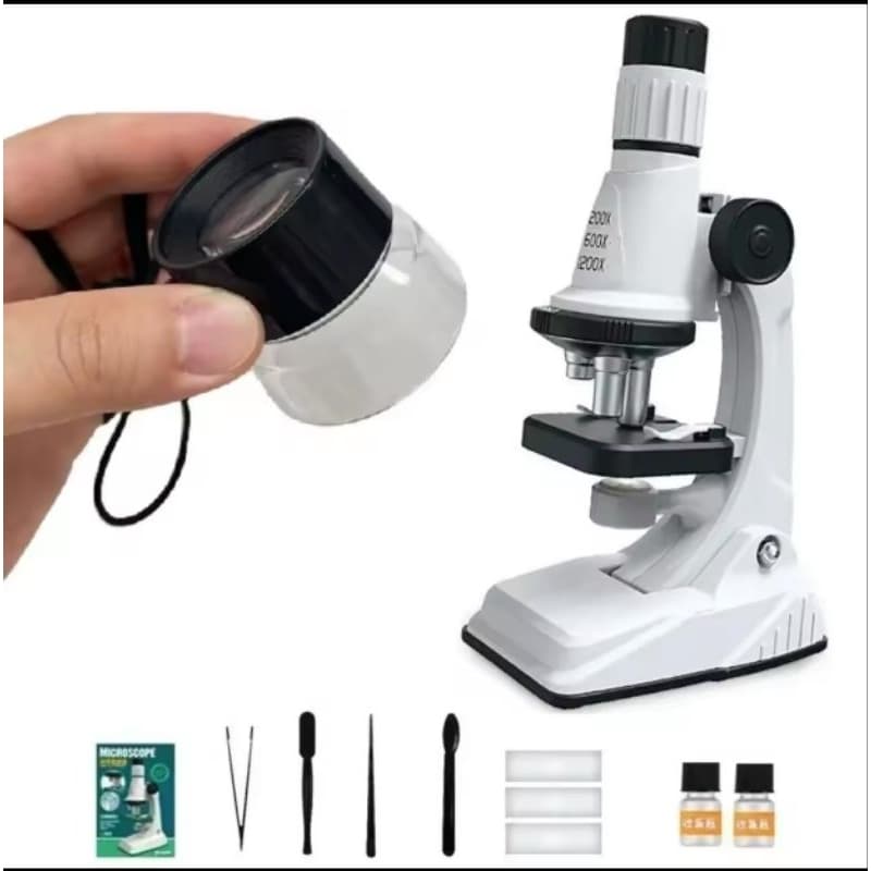 Microscópio Infantil Portátil LED 1200x Zoom 200x 600x Científico Educativo com Luz para Crianças