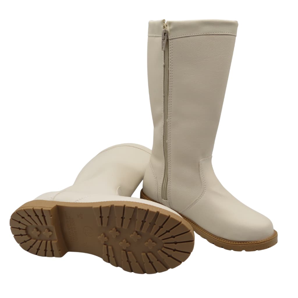 BOTA INFANTIL MENINA OFF WIHTE MONTARIA CANO ALTO ZIPER CONFORTAVEL LIAMALIA