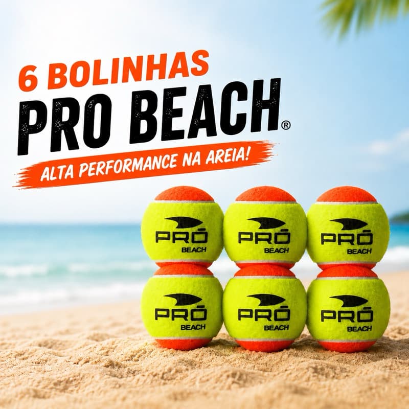 Kit com 6 Bolinhas de Beach Tennis Pro Praia Areia Treino Arena