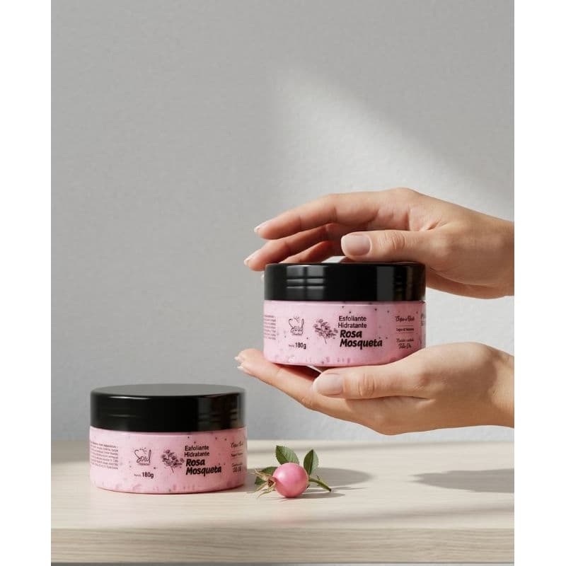 Esfoliante hidratante Rosa Mosqueta Soul Cosméticos 180g Pele Macia e Renovada