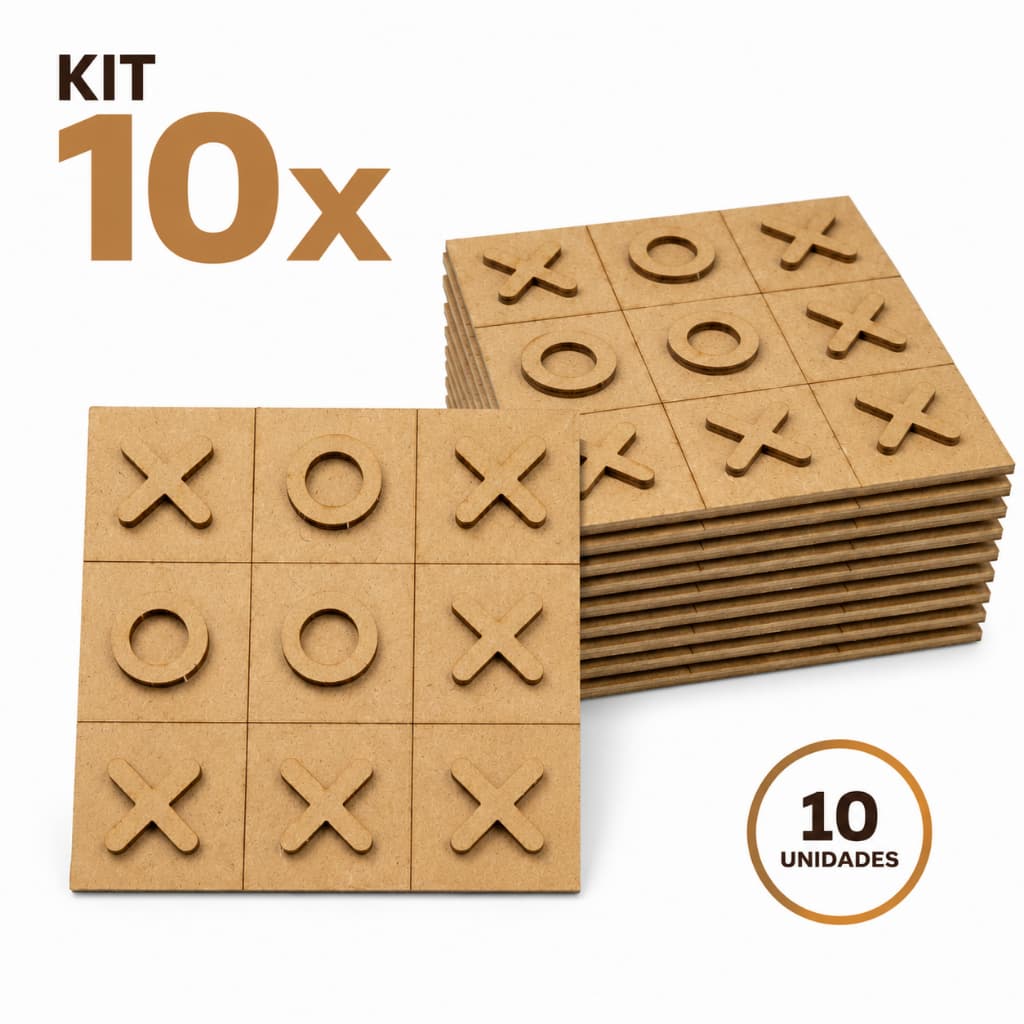 Jogo da Velha Infantil em MDF Educativo Kit 10 Unidades Brinquedo Pedagógico