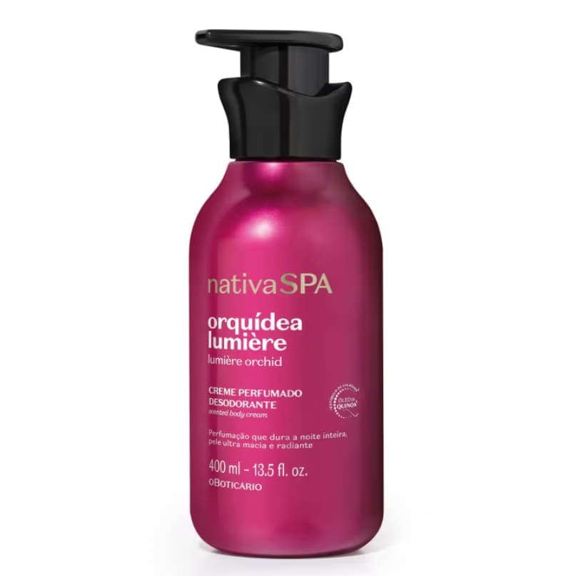 O Boticário creme hidratante perfumado desodorante Nativa SPA orquídea lumière ilumina glow 400ml