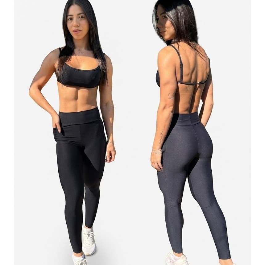 conjunto de academia feminino em POLIAMIDA PREMIUM (Leg com bolso + Top regulagem)