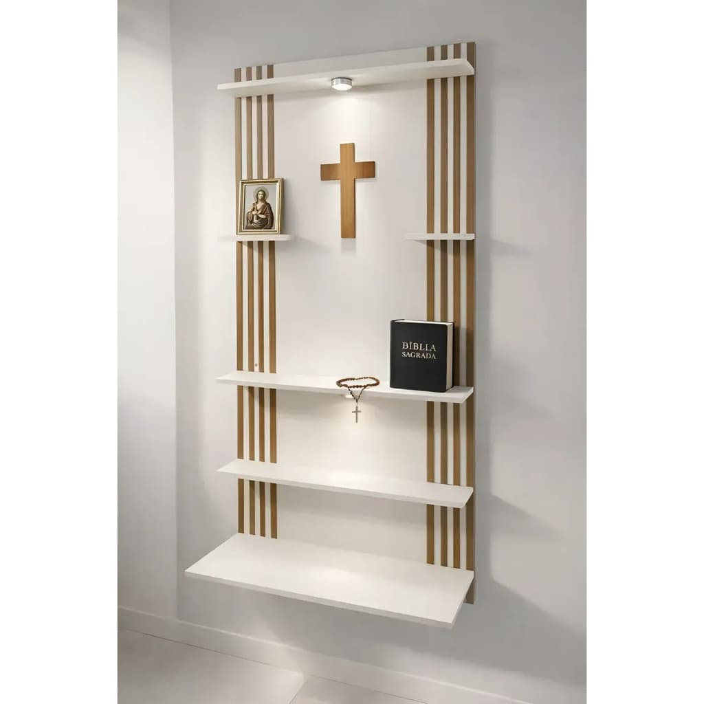 Suporte Parede 1,80cm Ripado Imagem Para Santo C/luminária