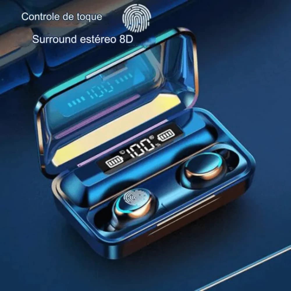 Fone Bluetooth Sem Fio TWS  Display LED Cancelamento de Ruído Bluetooth  F9-5