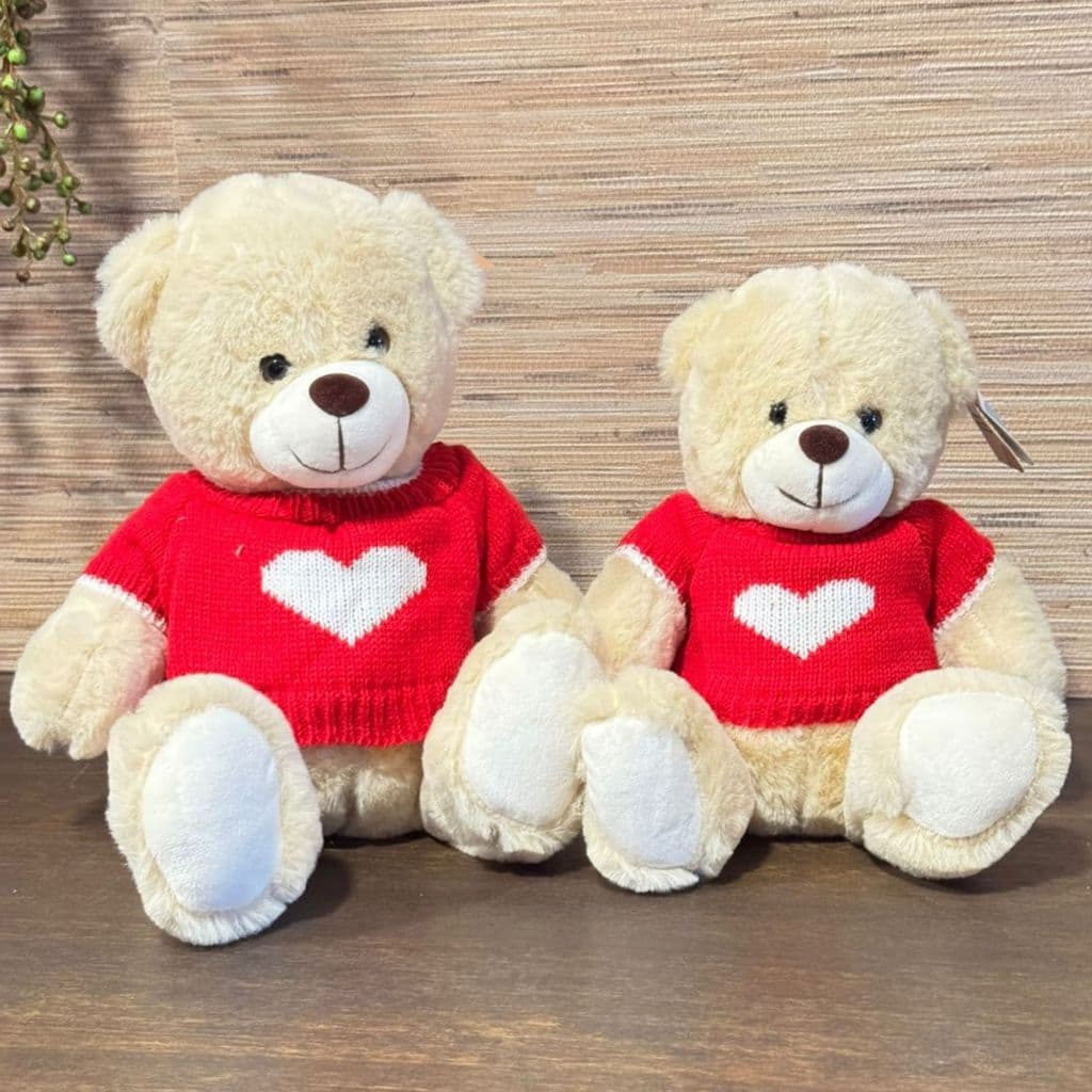 Ursinho Urso De Pelúcia Coração Dia dos namorados 20cm/ 25cm presente lembrança enfeite decoração