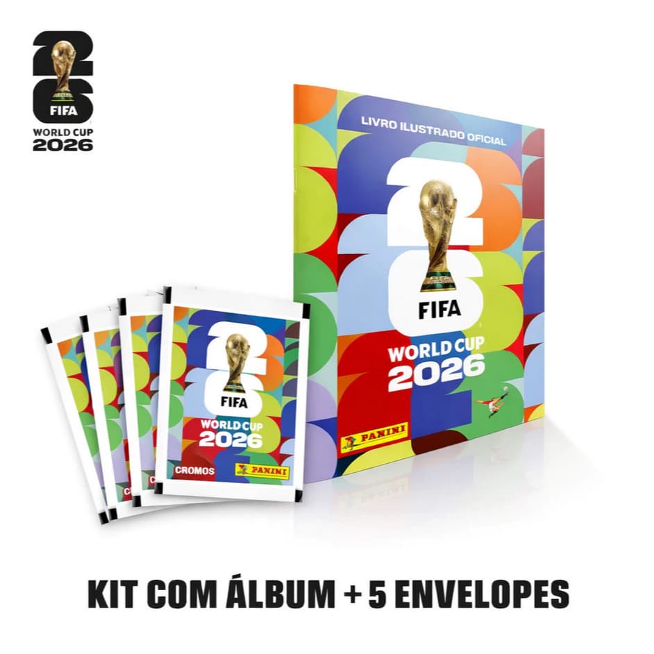 Album Copa do Mundo 2026 - Capa Brochura + 5 Envelopes