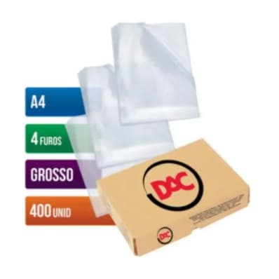 DAC 4 furos para pastas envelope saco plástico grosso A4 24x33cm 400 unidades