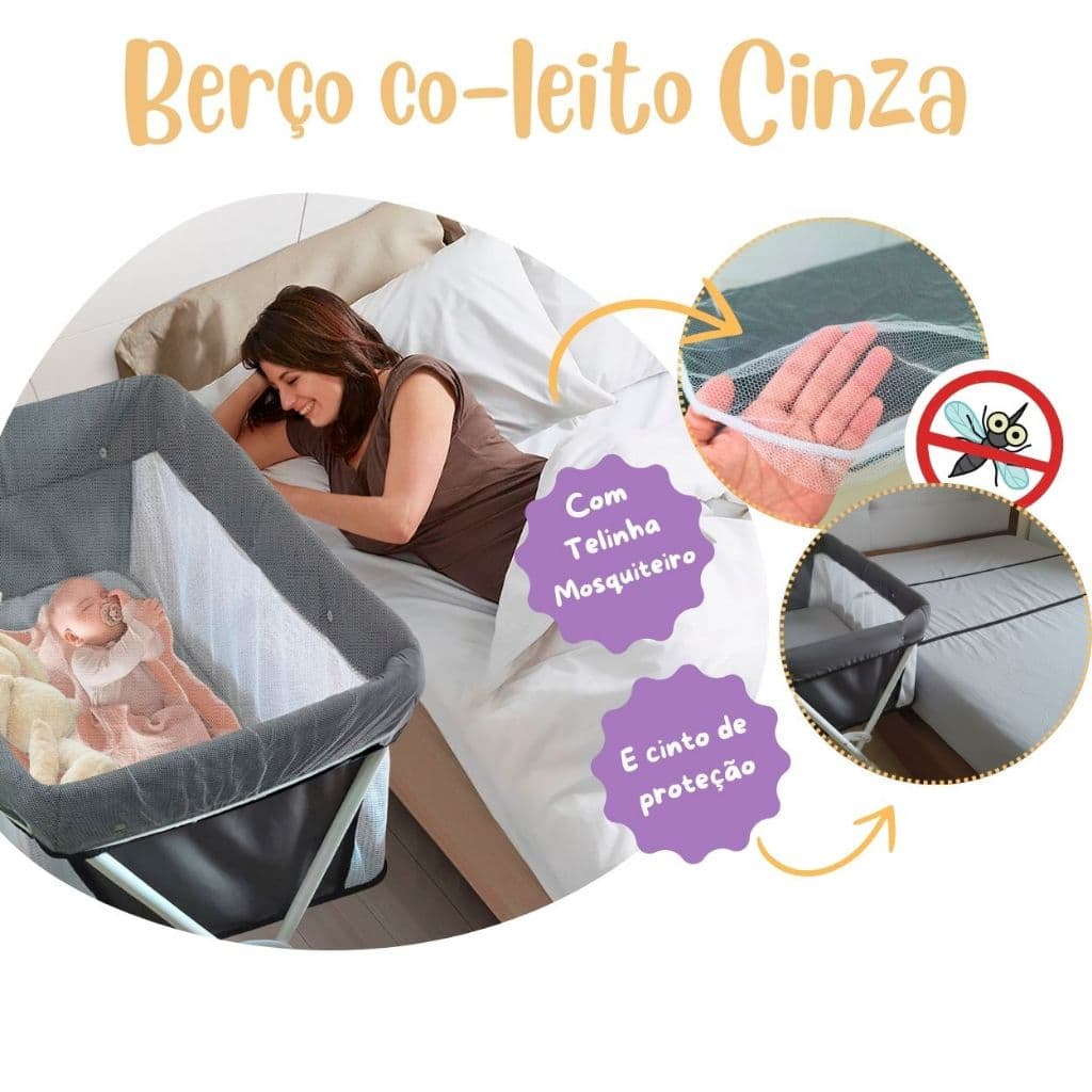 Berço Co-Leito Portátil Moises Infantil Recém-Nascido Bebê Com Mosquiteiro Até 9kg Scorpion