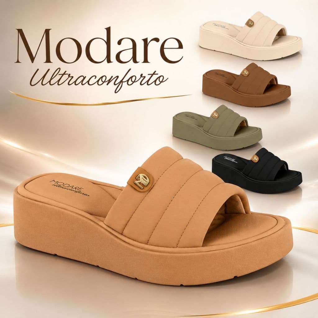 Tamanco Feminino Modare Ortopédico Macio Elegante Plataforma Calce Fácil Moderno lançamento Original