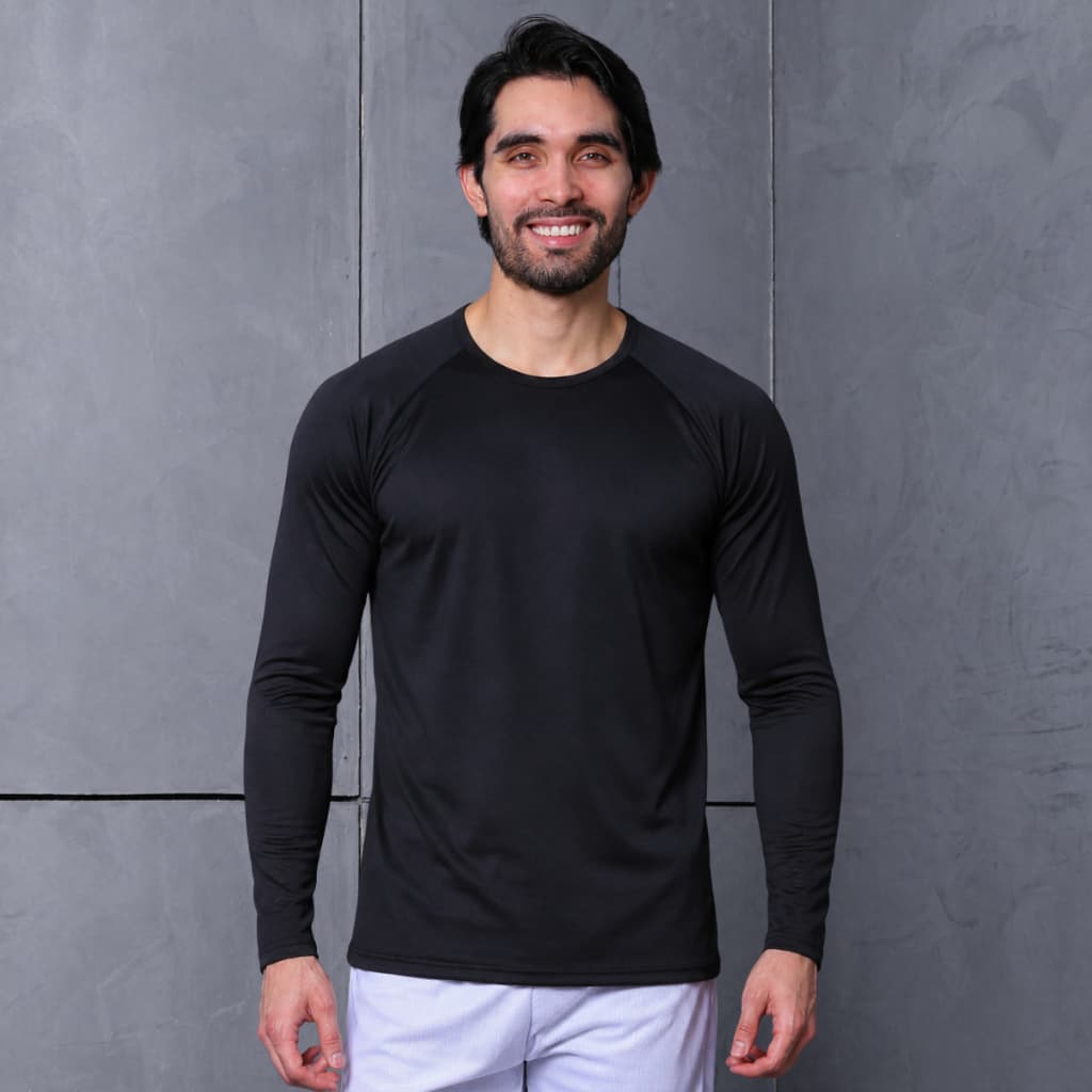 Camisa Térmica Manga Longa Proteção Uv 50+ Segunda Pele Masculina Gola Redonda Lisa Inverno