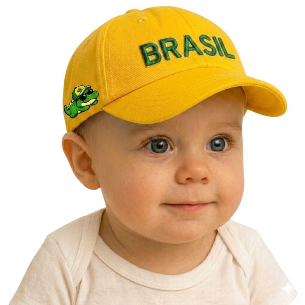 Boné Bebê Infantil Brasil Estampado 03 A 12 Meses Algodão Premium Menino Menina Ajustável Conforto Sol