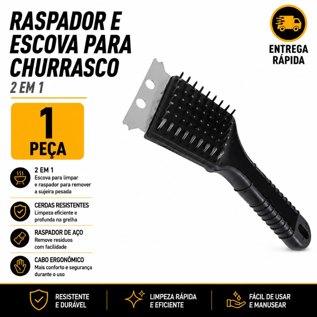 Escova Limpa Grelha Churrasqueira Premium