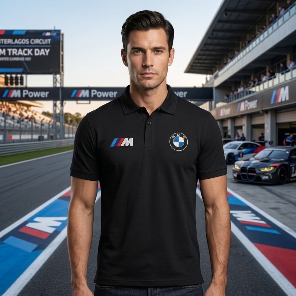 Camisa Camiseta Gola Polo Piquet Estampa BMW Premium Esportiva Confortável Casual