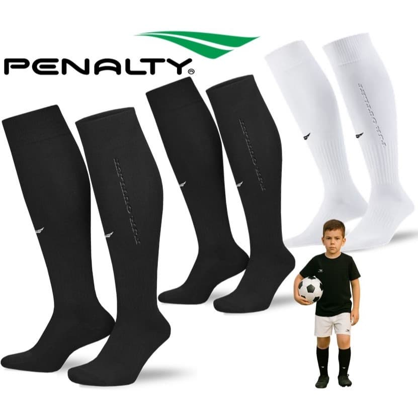 Kit 3 Pares Meião Penalty Jogador Profissional Futebol Matis Cor Branco Tamanho 26 ao 38