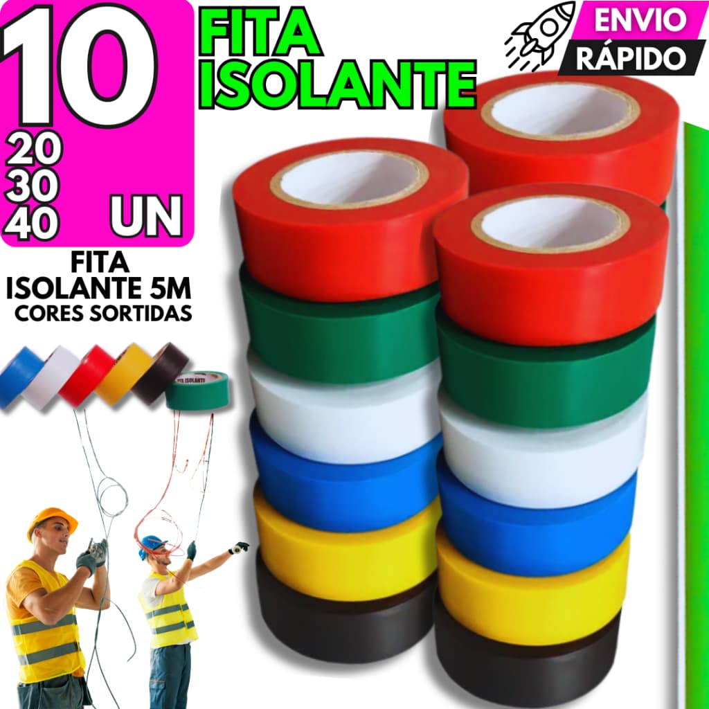 20/40/30/10 Fita Isolante Colorida Antichama Adesiva Fio Isolamento Construção Eletrica Eletricista