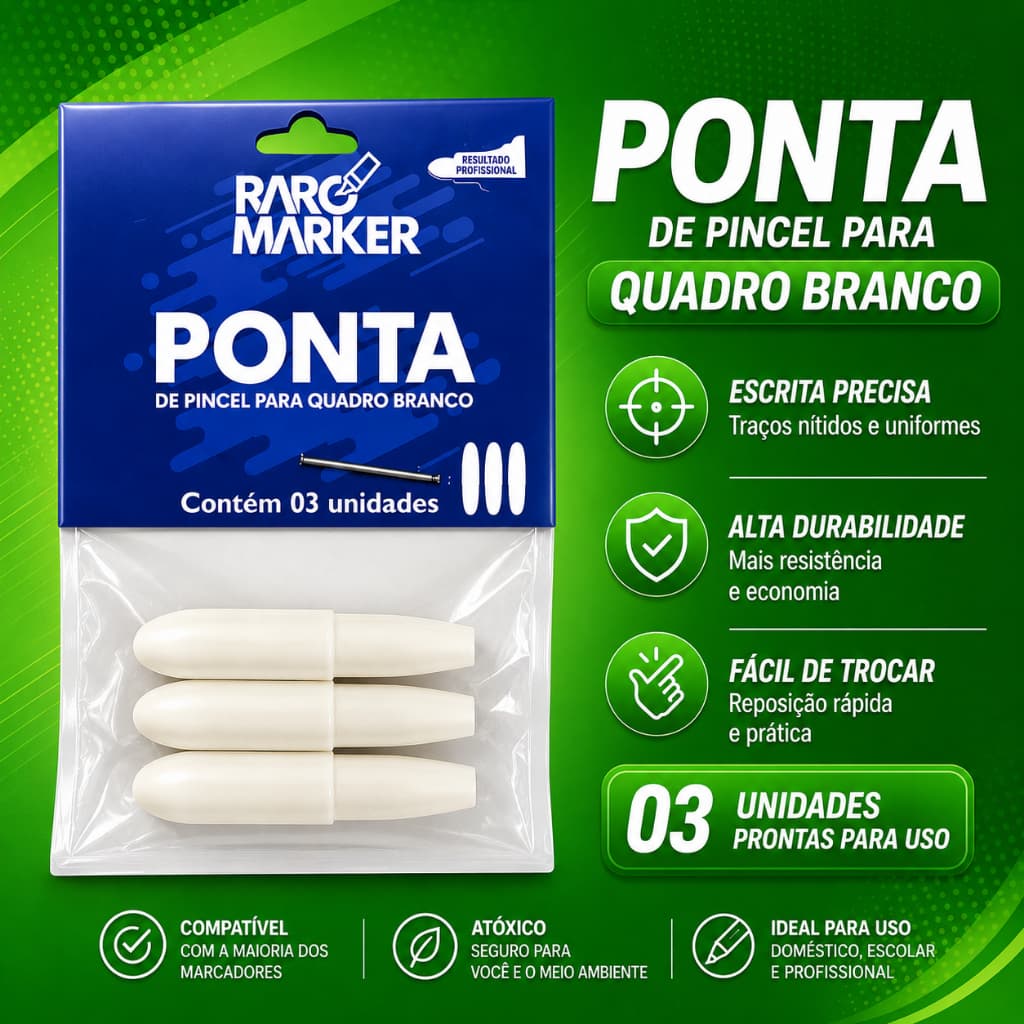 Ponta Para Reposição De Marcador Quadro Branco Pct c/3 (1, 2 e 4 Unidades) - Raro Marker