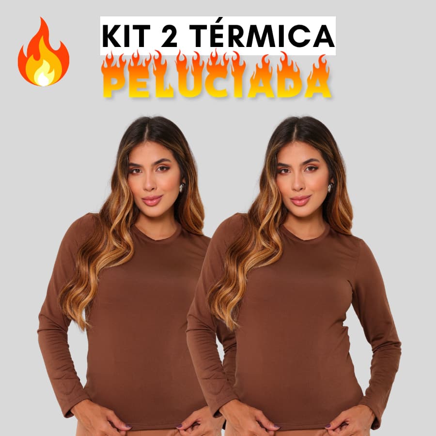 Kit 2 Blusa Térmica Feminina Longa Peluciada Gola Quentinha Inverno Segunda Pele Frio