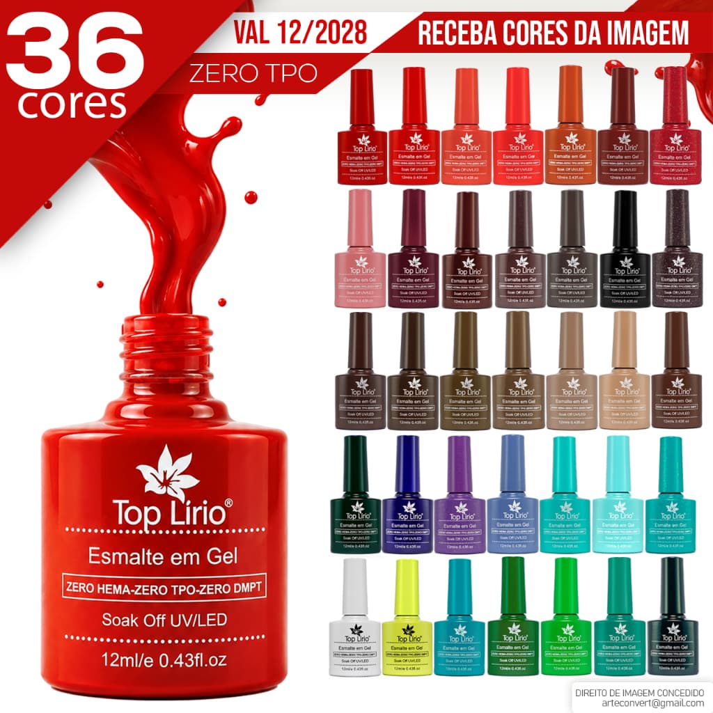 Kit 36 Esmaltes em Gel Lírio LED UV Alongamento de Unhas Manicure Acrigel