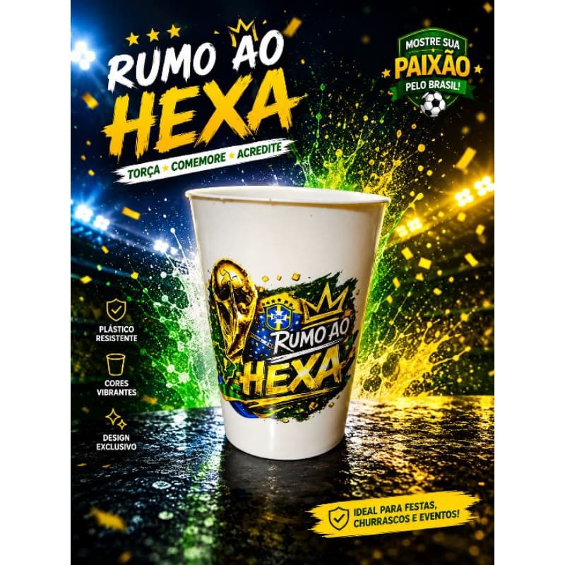 KIT 20-30-50 COPOS DE PLÁSTICO 300ML REUTILIZÁVEL E RESISTENTE PERSONALIDADO  COPA DO MUNDO[ IMAGEM ESTAMPADO{
