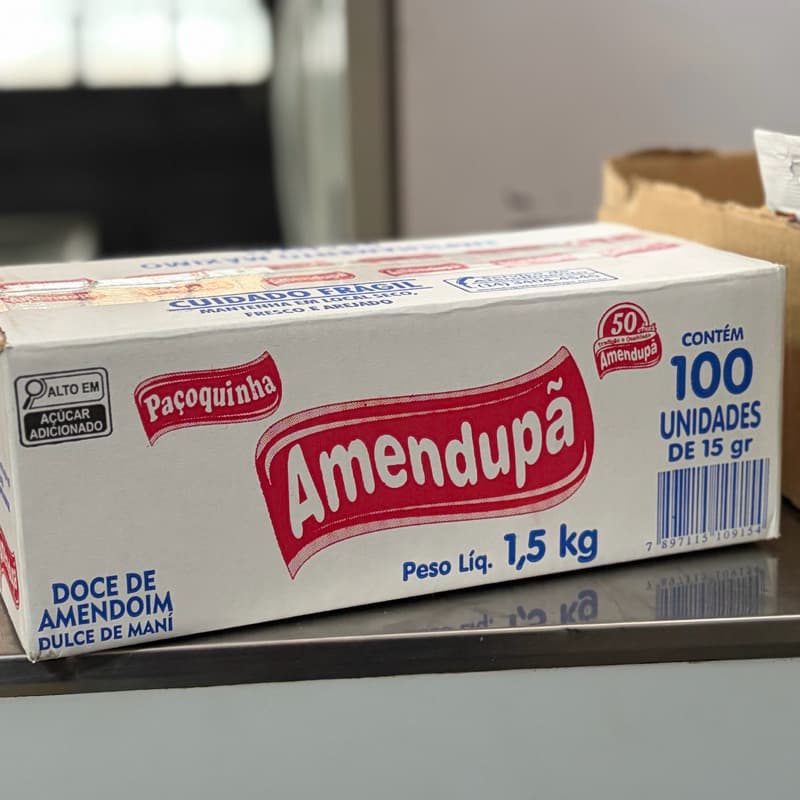 Paçoquinha Paçoca Rolha Amendupã Caixa - 100 unidades