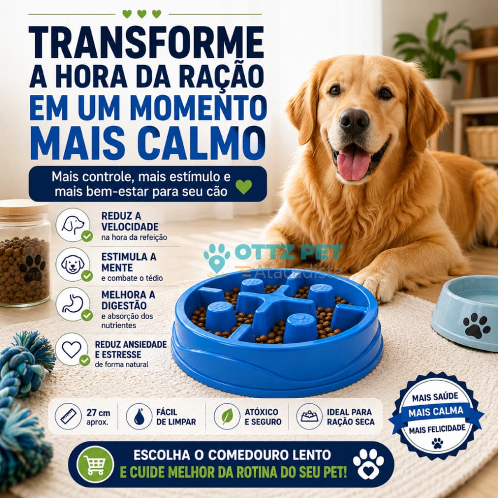 Comedouro Lento Educativo Anti Stress Grande para Cães