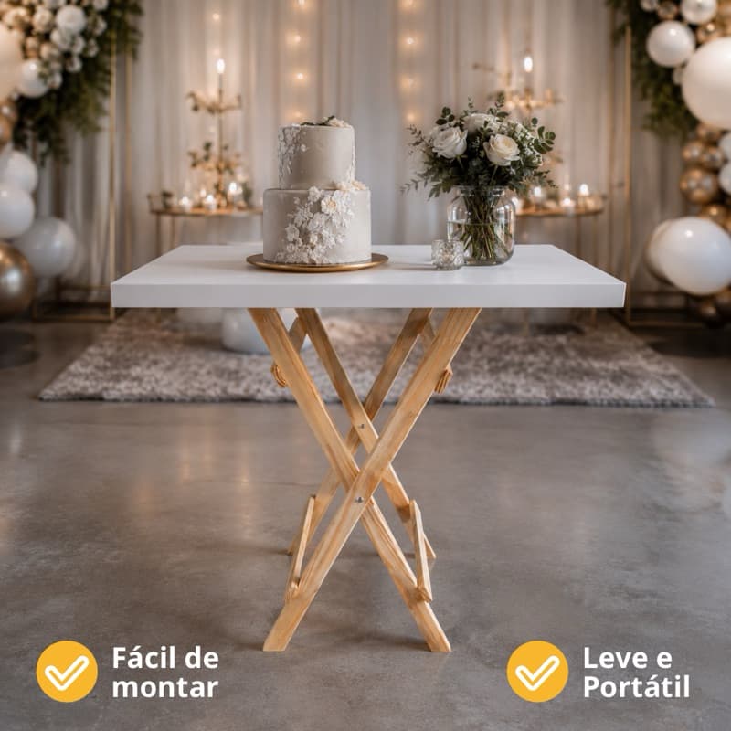 Mesa Cavalete Para Festa Pinus Desmontável Pegue e Monte