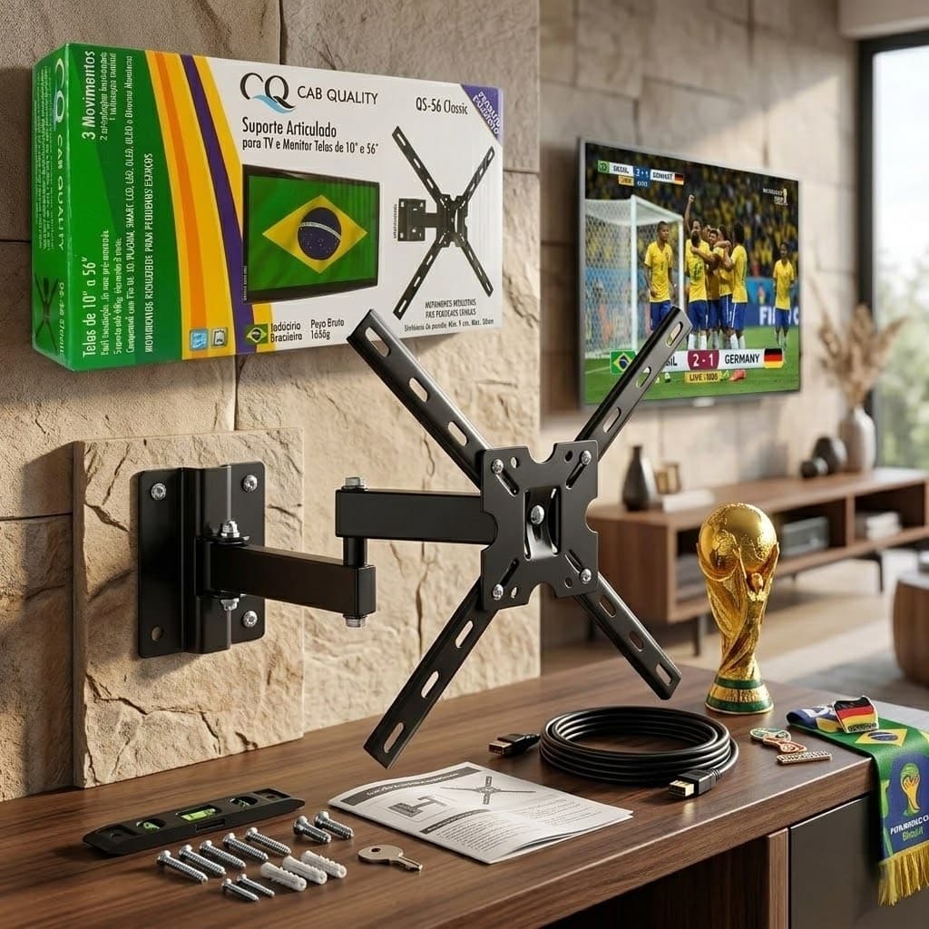 Suporte TV Fixo E Articulado Universal Led Smart TV 10 Ate 100 Polegadas Parede Copa do Mundo
