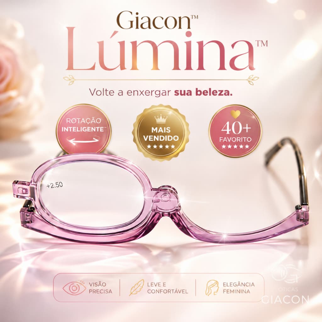 Giacon Lúmina Óculos de Maquiagem Rotativo 180° Para Leitura e Maquiagem Grau +1.0 a +4.0