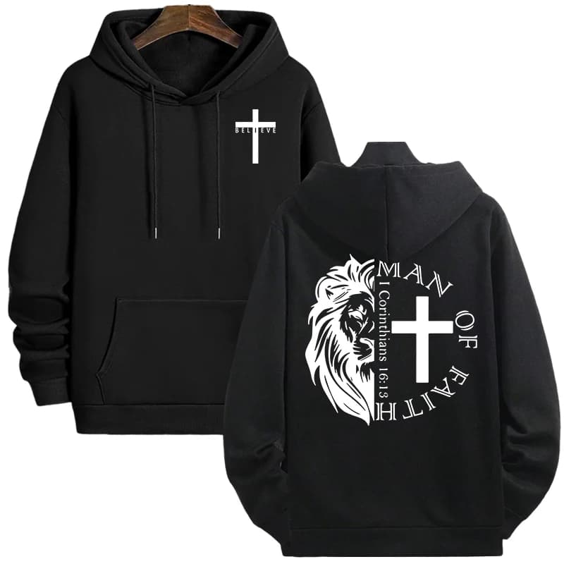 Blusa De Frio Moletom Inverno Canguru Blessed Man Of Faith Cristao Fe Unissex